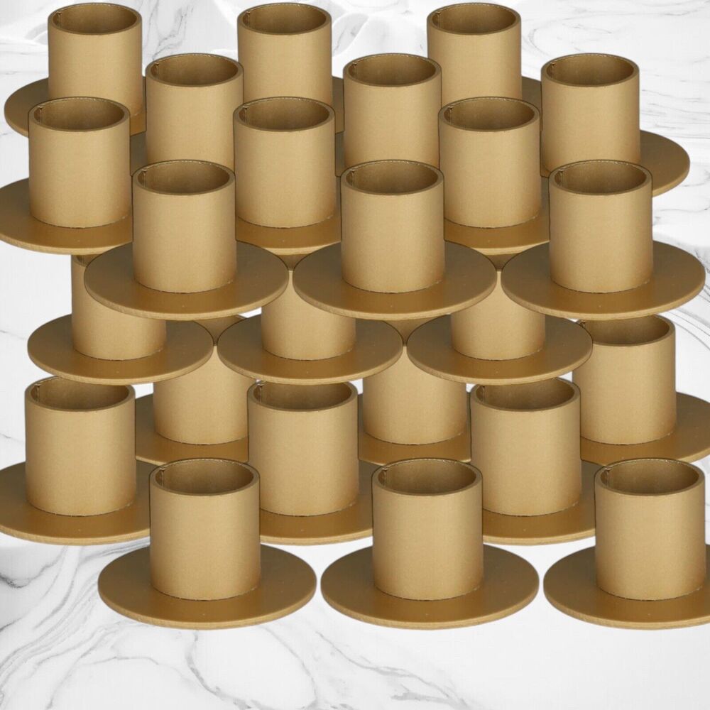 Pack of 22 Taper Candle Holders 2" x 1.1" Gold Home Decor, Craft Project
